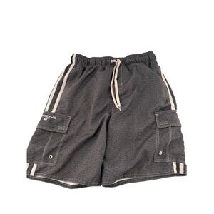Laguna Mens Gray Cargo Swim Shorts M Mesh Lined Quick Dry Adjustable Waist a